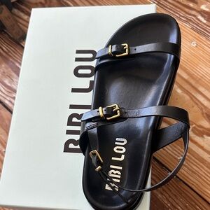 Bibi Lou Black Leather Buckle Sandal